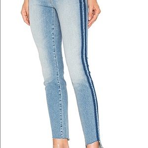 MOTHER Stunner Zip Ankle Step Fray with Stripe